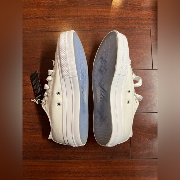 Custom Converse By You Lift Platform Low Womens 9.5 White Wedding Just Married - Picture 4 of 16